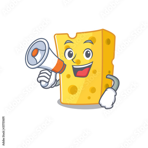 An icon of emmental cheese having a megaphone
