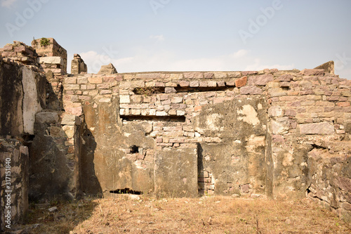  Old Ancient Antique Historical Ruined Architecture of Golconda Fort Walls