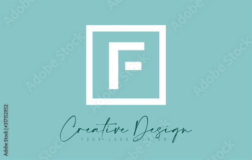 F Letter Icon Design With Creative Modern Look and Teal Background.