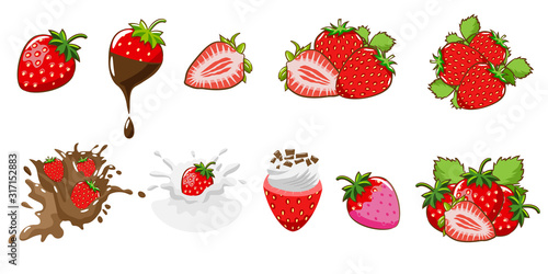 Strawberry vector set collection graphic clipart design