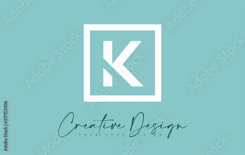 K Letter Icon Design With Creative Modern Look and Teal Background.