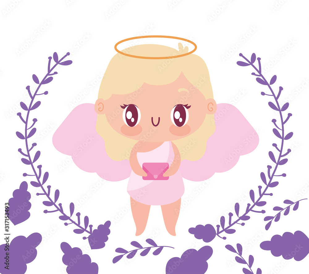 Isolated girl cupid cartoon vector design