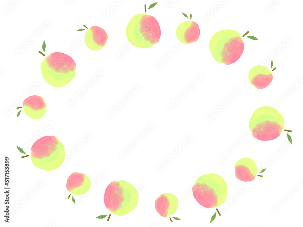 Peach made of pink and green watercolor smears Peach made of pink and green watercolor smears