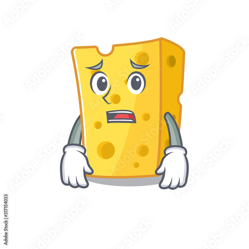 A picture of emmental cheese showing afraid look face