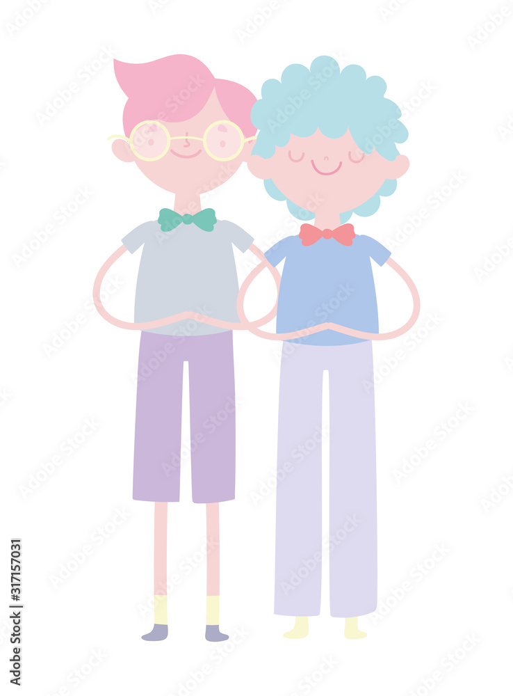 happy valentines day, young men with bowtie glasses cartoon characters happy valentines day, young men with bowtie glasses cartoon characters