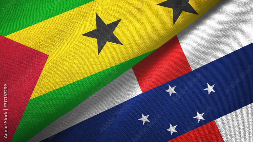 Sao Tome and Principe and Netherlands Antilles two flags textile cloth Sao Tome and Principe and Netherlands Antilles two flags textile cloth