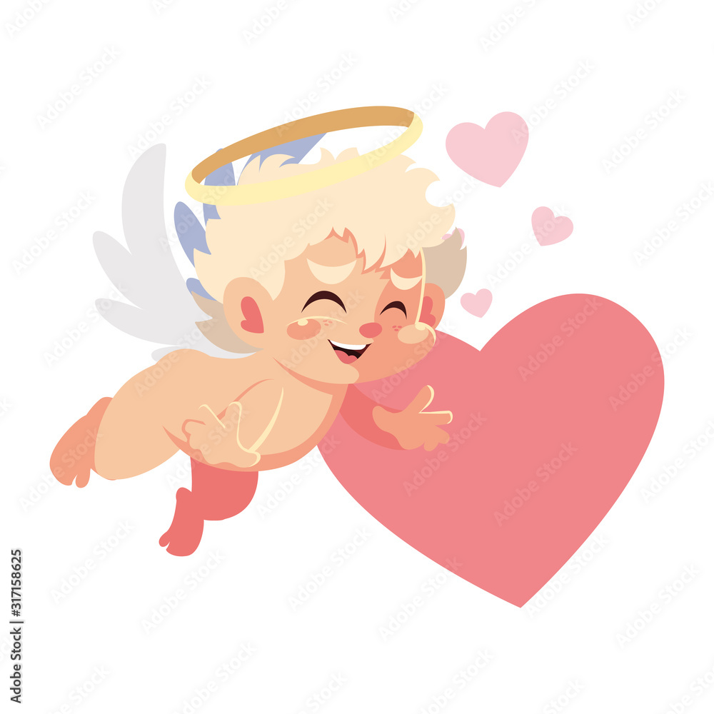 cute cupid angel on white background , valentines day cute cupid angel on white background , valentines day