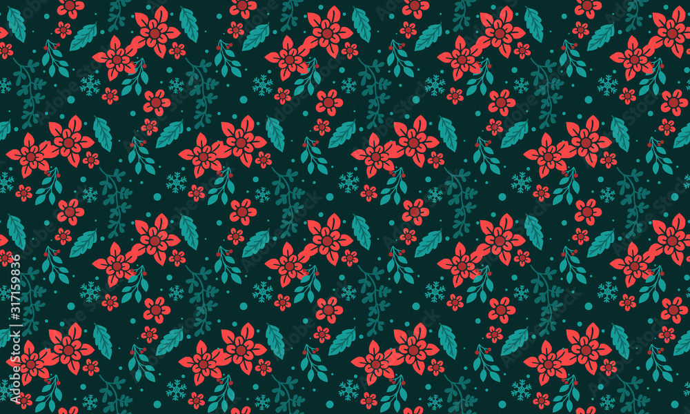 Modern red flower pattern background for Christmas, with leaf and flower concept. Modern red flower pattern background for Christmas, with leaf and flower concept.
