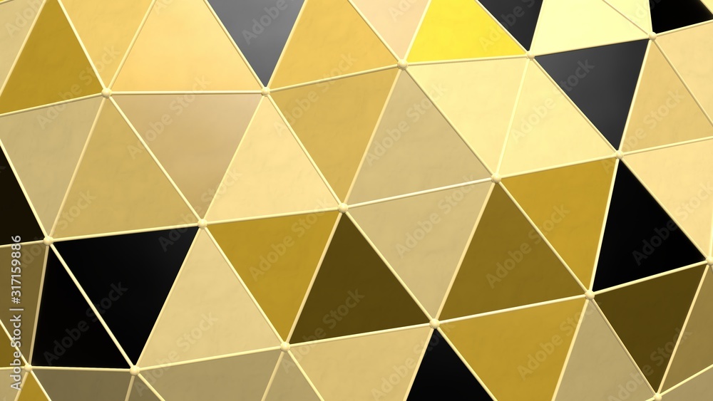 Shiny Metallic Black Gold Moving Triangle Grid Tile Shapes Graphic - Abstract Background Texture Shiny Metallic Black Gold Moving Triangle Grid Tile Shapes Graphic - Abstract Background Texture