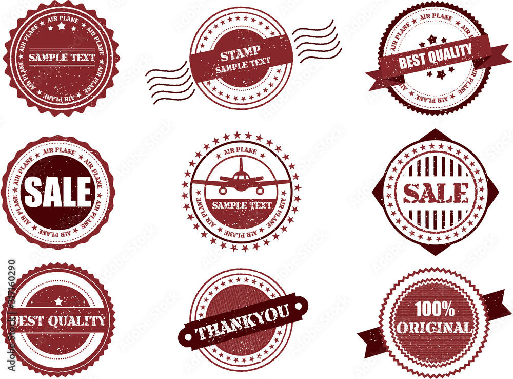 印鑑：スタンプ　レトロ　ヴィンテージ　かわいい　ベクター　挿絵　アイコン　枠　フレーム　レトロ