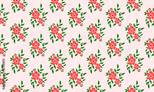 Cute flower pattern background for Christmas, with unique drawing of leaf and floral.