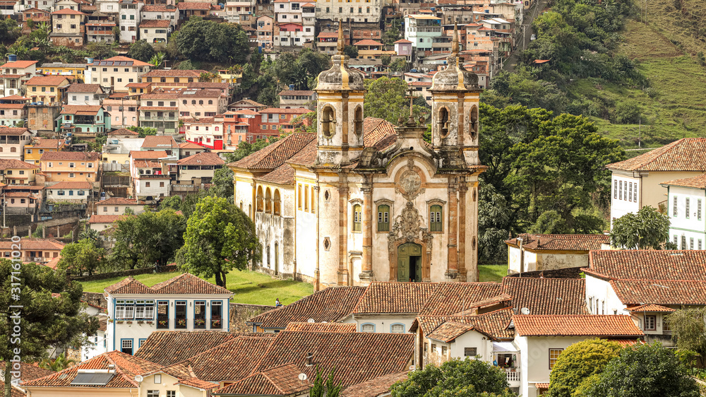 San Francisco de Assissi church in the city centre of the Brazilian colonial and mining city of Ouro Preto in the state Minas Gerais