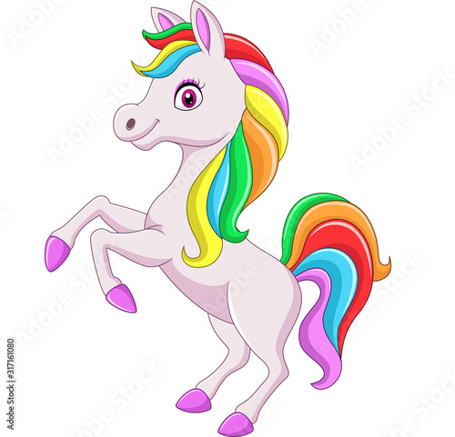 Cartoon rainbow horse isolated on white background