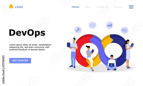 DevOps Programmers Vector Illustration Concept, Suitable for web landing page, ui,  mobile app, editorial design, flyer, banner, and other related occasion