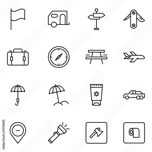 Travel set line icons photo