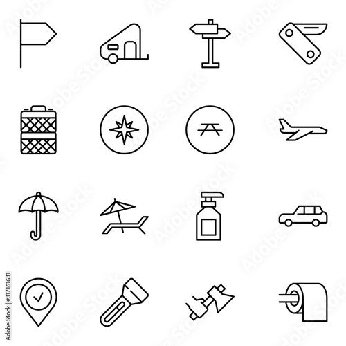 Travel set line icons photo