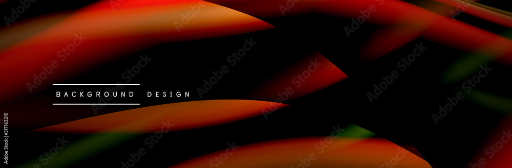 Сolorful flow poster. Wave liquid lines and shapes in black color background. Vector Illustration Сolorful flow poster. Wave liquid lines and shapes in black color background. Vector Illustration