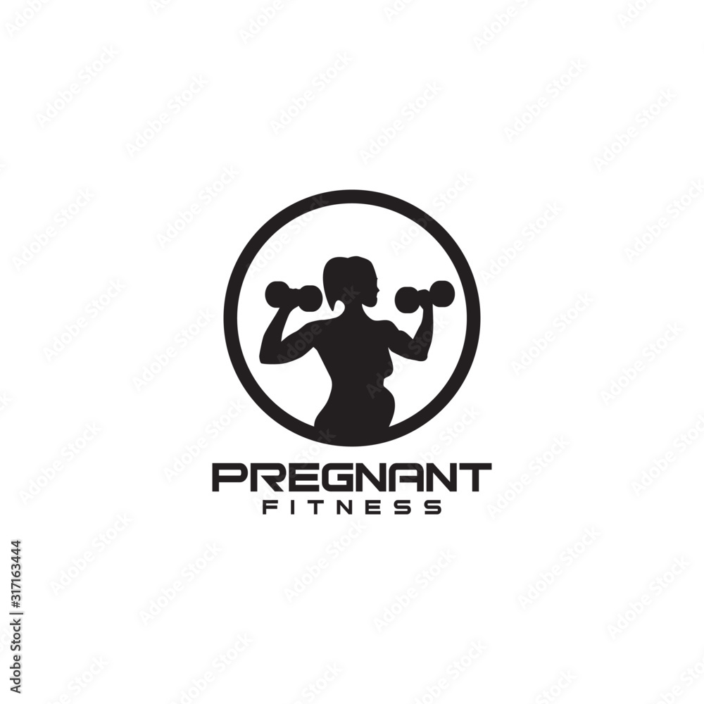 Fitness logo design for pregnant woman vector template