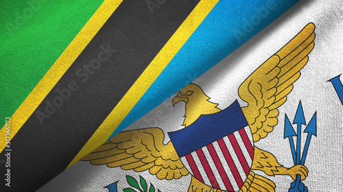 Tanzania and Virgin Islands United States two flags textile cloth photo