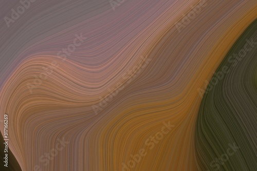abstract flowing and fluid lines and waves wallpaper design with pastel brown, very dark green and rosy brown colors. art for sale. good wallpaper or canvas design