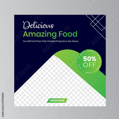 Delicious food social media post template photo