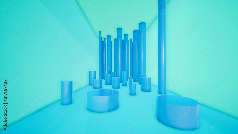 abstract neon blue background design with pipes, 3d render abstract neon blue background design with pipes, 3d render