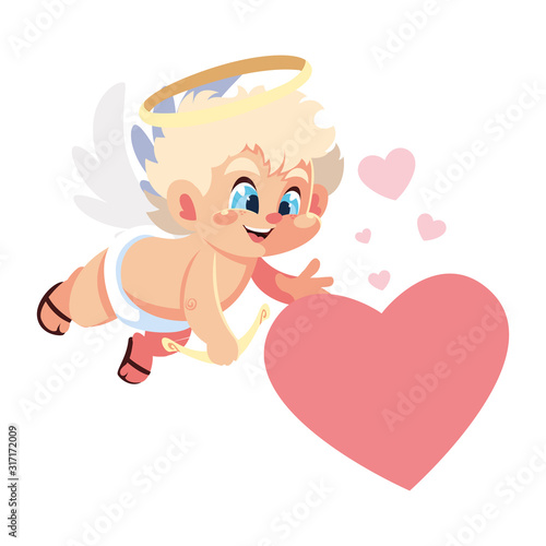 cupid angel on white background , card valentines day