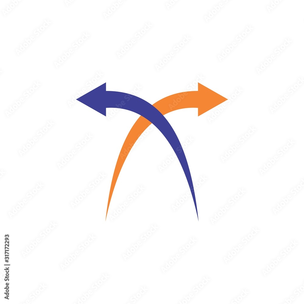 Fotografie X letter with left and right direction logo