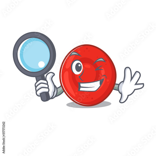Cool and Smart erythrocyte cell Detective cartoon mascot style