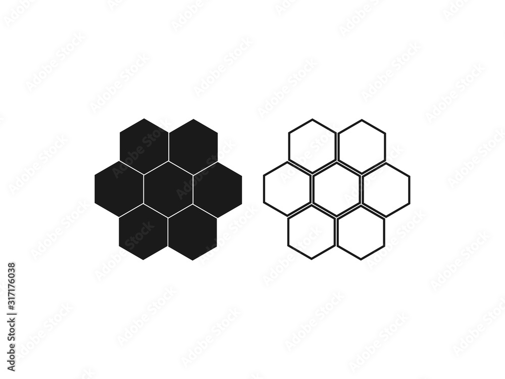 Fotografie Bees, honey, honeycomb icon. Vector illustration, flat design.