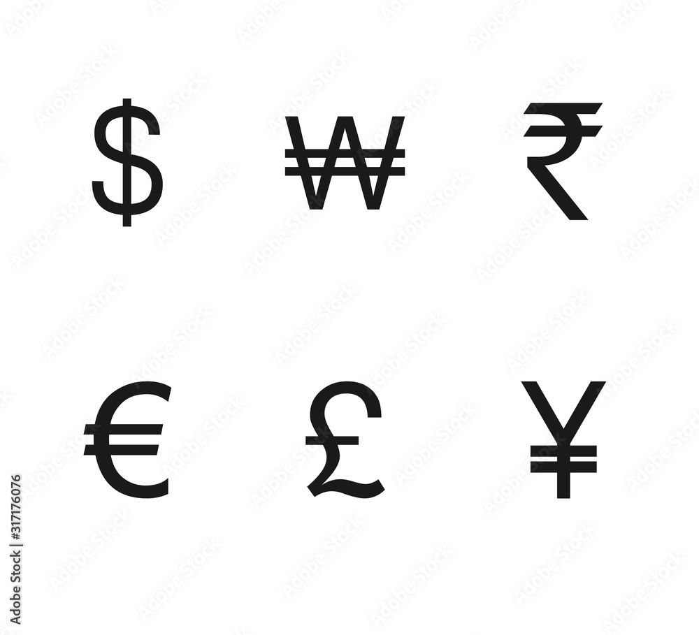 Currency, icon set. Vector illustration, flat design. Currency, icon set. Vector illustration, flat design.