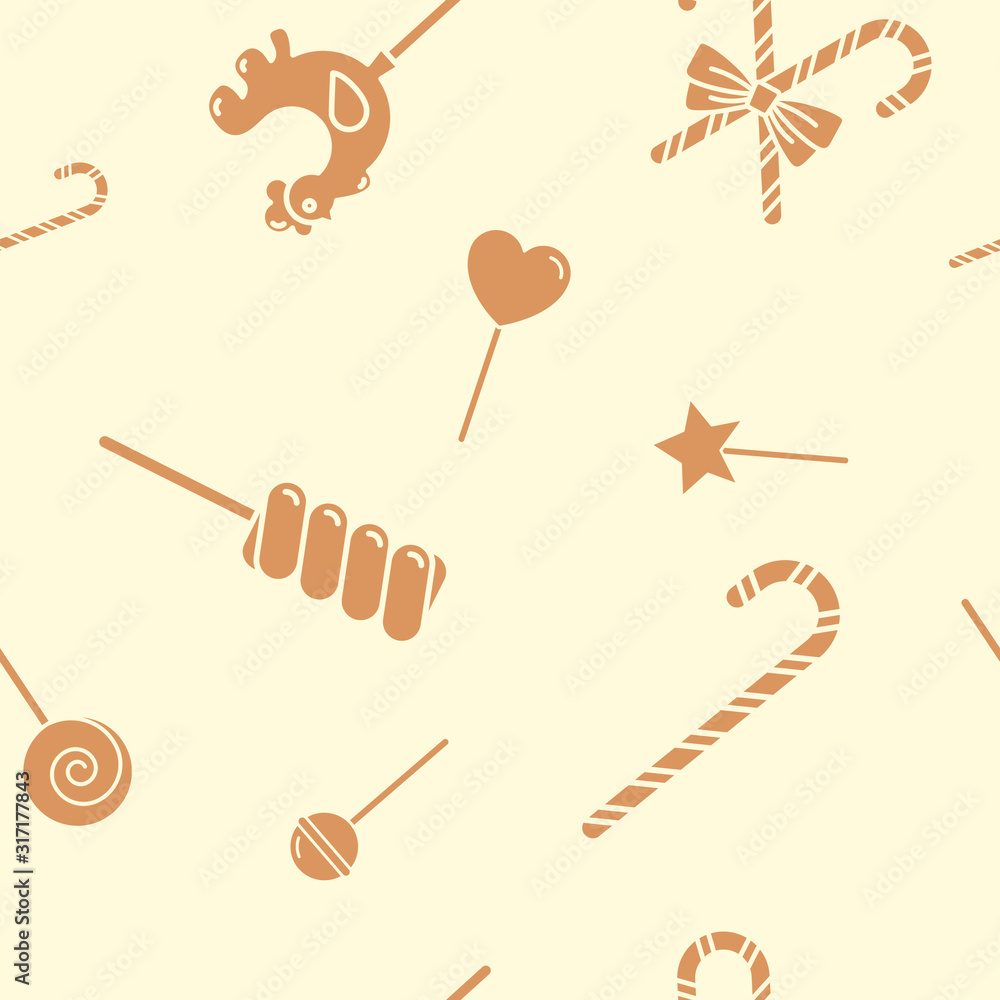 Lollipop background - Vector seamless pattern solid silhouettes of sugar candy, caramel, sweet snack and other sweets for graphic design Lollipop background - Vector seamless pattern solid silhouettes of sugar candy, caramel, sweet snack and other sweets for graphic design