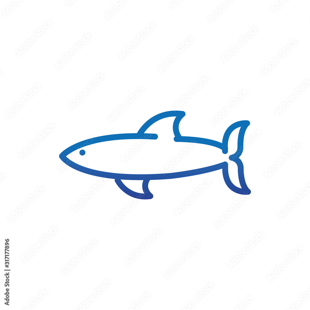shark animal marine life thick line blue