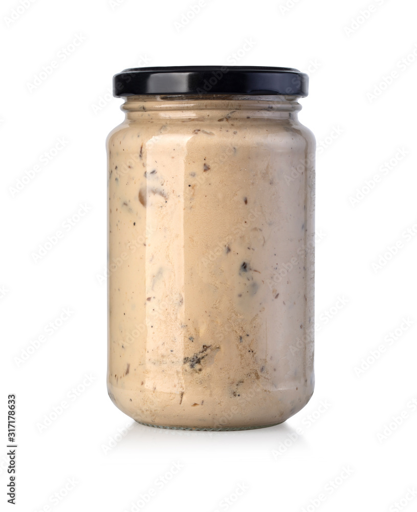 sauce jar on white sauce jar on white