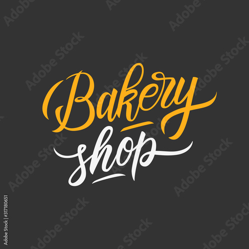 Bakery Shop hand drawn calligraphy lettering. Calligraphic isolated element for your design. Vector illustration.