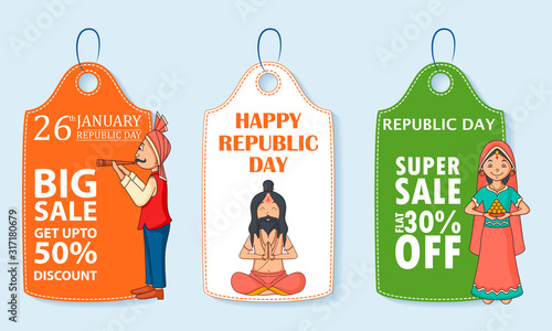 Sale Promotion Advertisement banner for 26th January, Happy Republic Day of India in vector background
