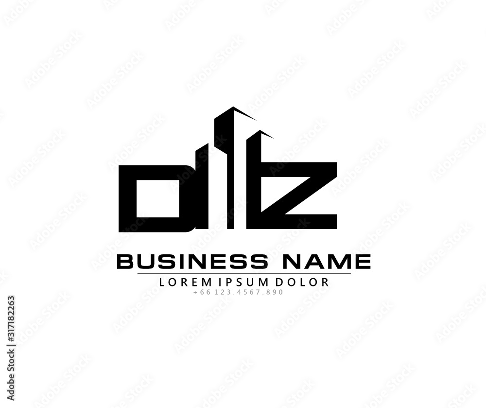 D Z DZ Initial building logo concept