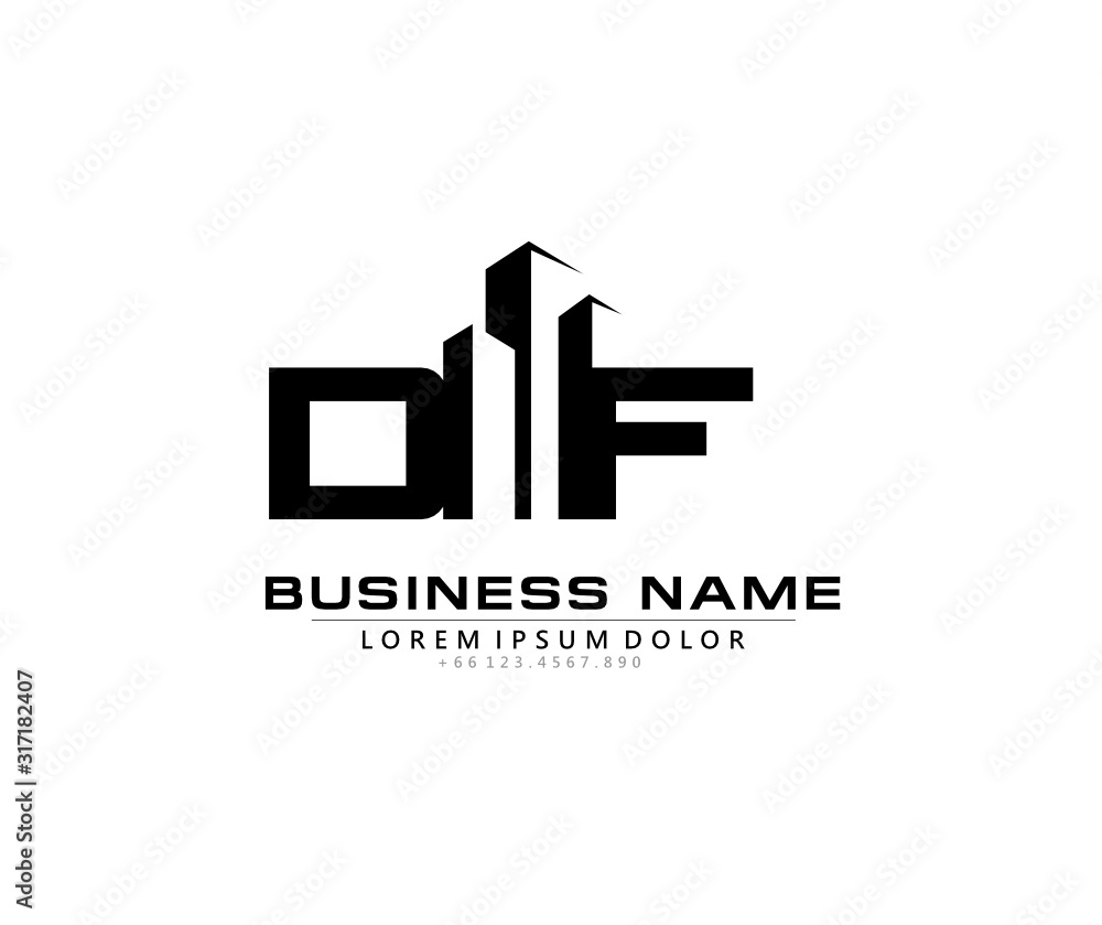 D F DF Initial building logo concept