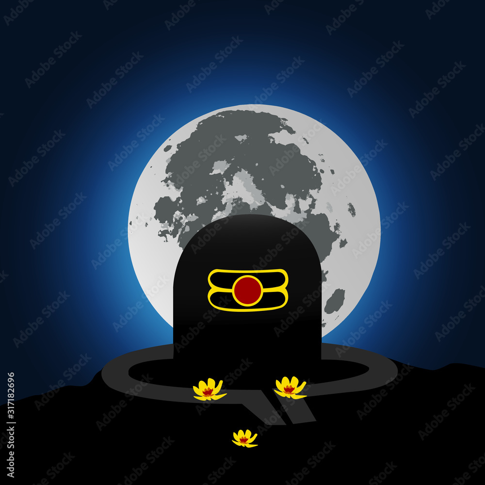 illustration Of  Shiva Lingam with moon