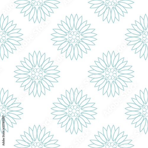 Blue floral pattern on white. Seamless background © Liudmyla