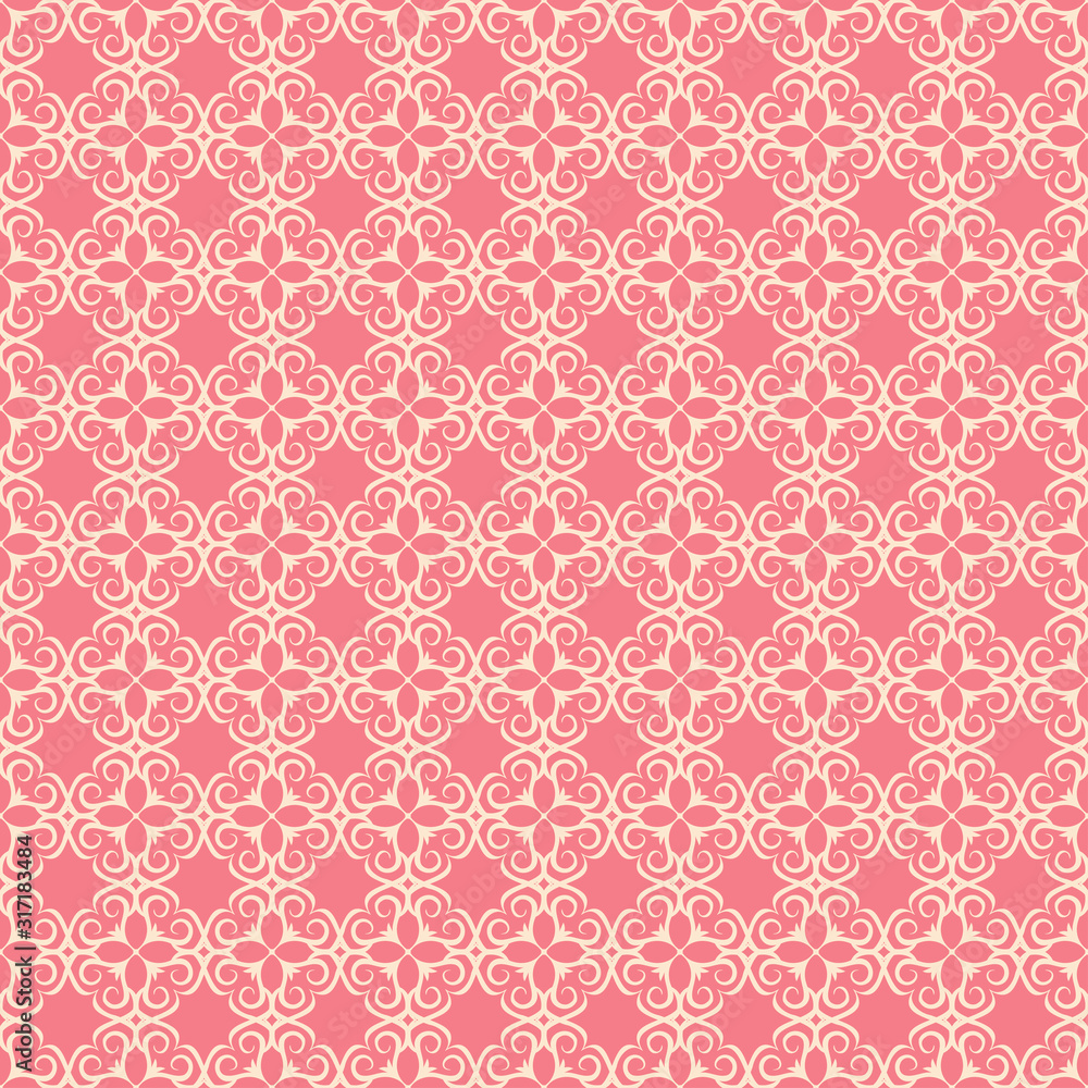 Seamless floral beige pattern on pale pink background Seamless floral beige pattern on pale pink background