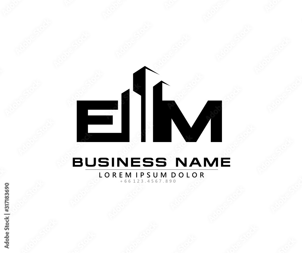 E M EM Initial building logo concept