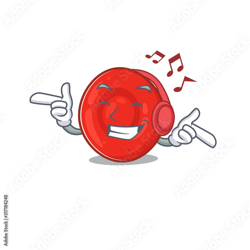 Listening music erythrocyte cell mascot cartoon character design