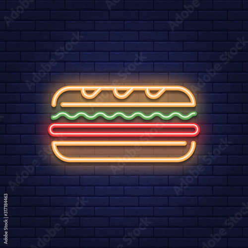 Neon Sandwich Food Icon Logo