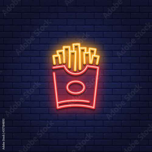 Neon Potatoes French Fries Icon Logo