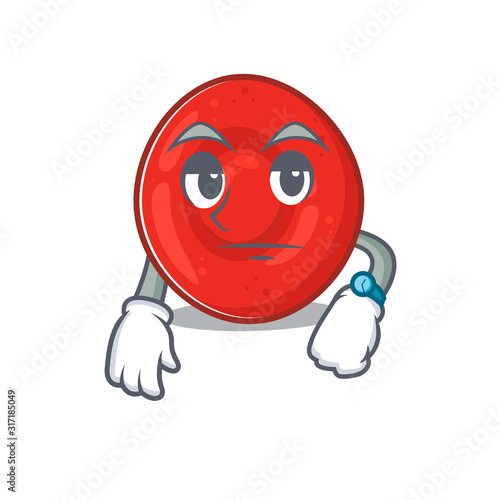 cartoon character design of erythrocyte cell on a waiting gesture