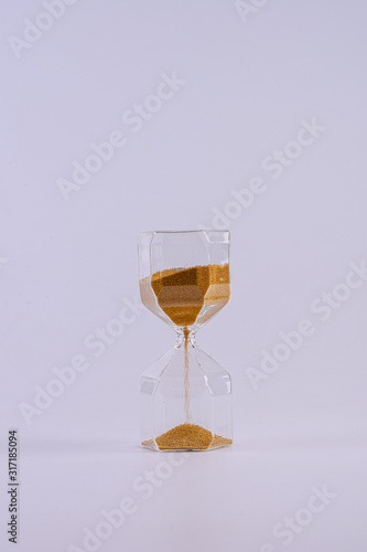 Time abstraction. Hourglass isolated on white background