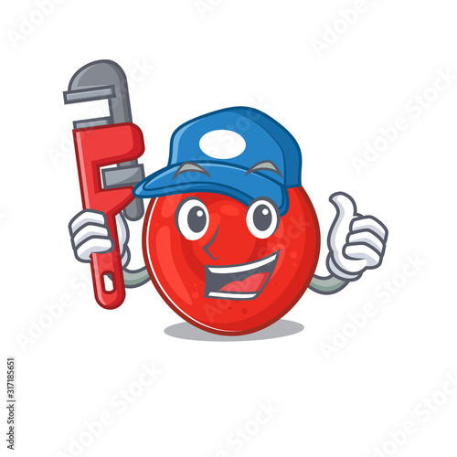Cool Plumber erythrocyte cell on mascot picture style