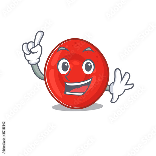 One Finger erythrocyte cell in mascot cartoon character style