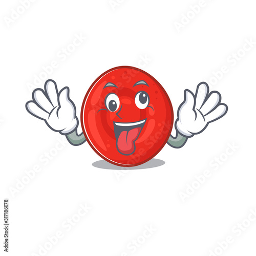 Erythrocyte cell Cartoon character style with a crazy face